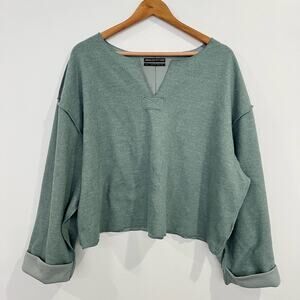 Urban Outfitters Green Boxy Long Sleeve Top Large Oversized